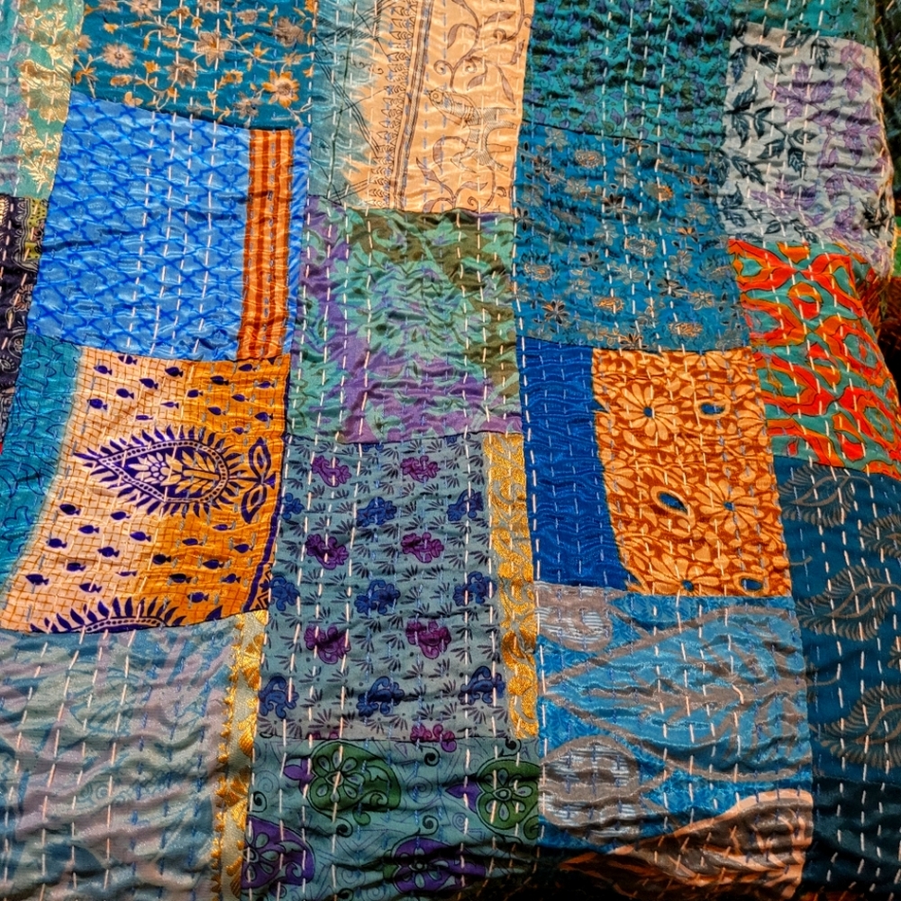 King Indian Silk Patchwork Blanket